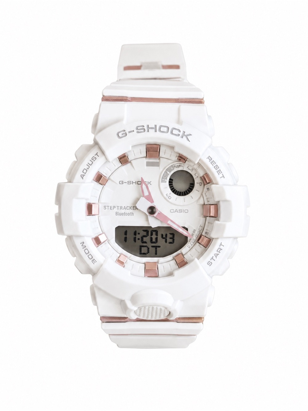 Casio- G-Shock women’s sport watch, white and rose gold. Great used condition.